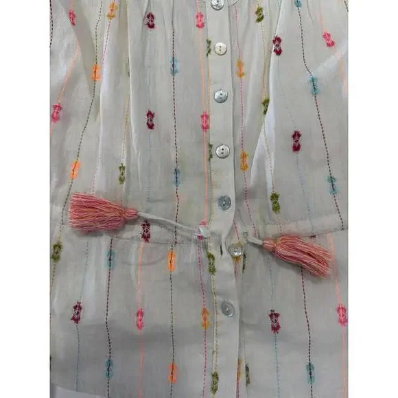 Lovestitch Women's Sleeveless Button-Front Top with Tassel Tie - Picture 3 of 5